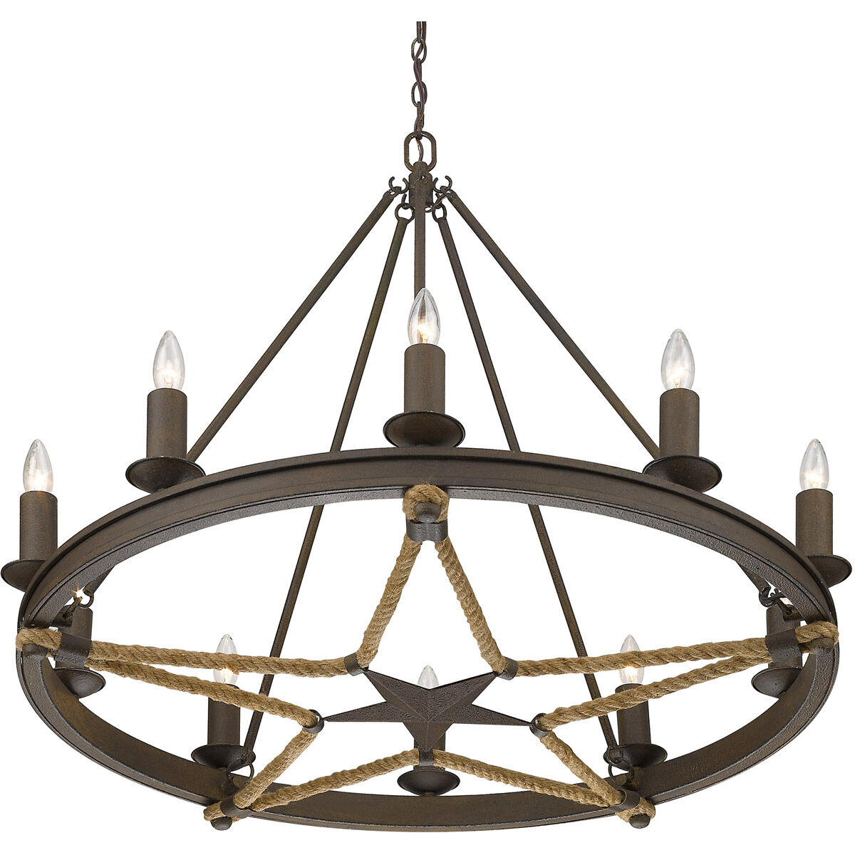 Stokes 10 Light 35.5 inch Dark Rust Chandelier Ceiling Light